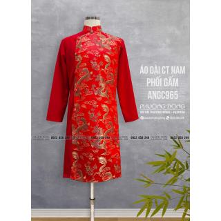 Áo Dài Cách Tân Nam Gấm Và Phối Gấm ANGC965